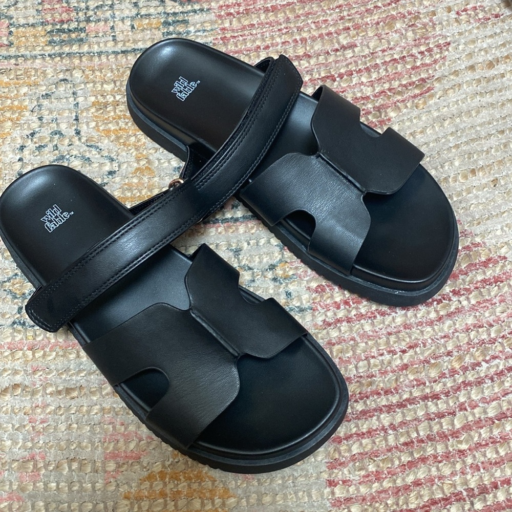 a new day Black Slide Sandals